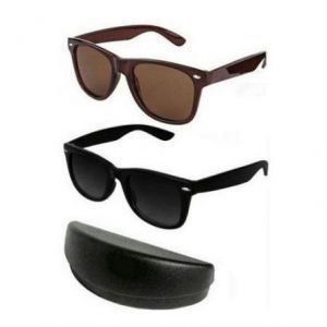 Buy Indmart- Wayfarer Sunglasses- Black With Brown Buy 1 Get 1 Free online