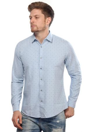 Buy Mr Stag Men S Light Blue Colour Printed Casual Full Sleeves