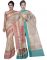 Banarasi Silk Works Party Wear Designer Grey & Cream Colour Cotton Combo Saree For Women's(bsw32_33)