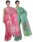 Banarasi Silk Works Party Wear Designer Green & Pink Colour Cotton Combo Saree For Women's(bsw34_35)
