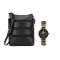 Arum Black Stylish Trendy Sling Bag With Golden Watch Asbw-024