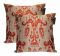 Lushomes Cream & Red Polyester Jacquard Cushion Covers Pack Of 2
