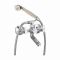Oleanna Metro Brass Wall Mixer Telephonic With Crutch Silver Water Mixer