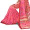 Kotton Mantra Women's Coral Pink Georgette Fashion Saree