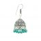 Frabjous German Silver Green And Silver Jhumki Earring Combo For Women (product Code - Fbercmb-02_35)