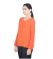 VIRO Orange color Round Neck Full Sleeves Georgette Top for Womens