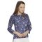 Viro 3/4th Sleeves Boat Neck Georgette Fabric Blue Top For Women-vi99329blu