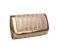 Rysha Cream-gold Stripe Jute Fabric Clutch For Women