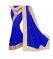 Shree Mira Impex Blue Embroidered Lycra Saree Sari With Blouse Piece (mira-38)