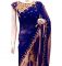 Shree Mira Impex Navy Blue Embroidered Georgette Saree Sari With Blouse Piece (mira-47)