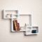 Woodworld Wooden Intersecting Storage Wall Shelves Rack 3 White