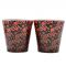 Set Of 2 Heart Print Wax Candle In Glass Holder - Red/black