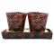 Set Of 2 Heart Print Wax Candle In Glass Holder - Red/black