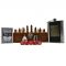 Jack Daniels Stainless Steel Hip Flask Set - 1 Hip Flask (8oz), 1 Short Glass, 5 Dice, 1 Playing Cards Set & 1 Funnel In Wooden Chess Box
