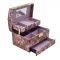 Jewelry Organizer Box With Mirror & Pullout Drawer, 8 Section - Floral Print Dark