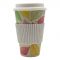 Eco Friendly Bamboo Fiber Cup With Silicone Lid & Sleeve, White/leavs Printed - 400ml (14oz)