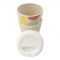 Eco Friendly Bamboo Fiber Cup With Silicone Lid & Sleeve, White/leavs Printed - 400ml (14oz)