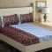 Pure Cotton Double Bedsheet & 2 Pillow Covers from Panipat - White with Blue