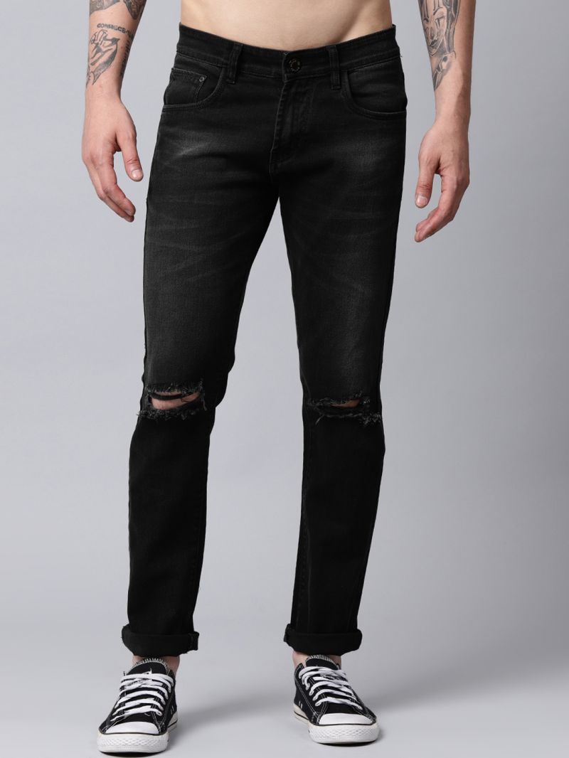black damaged jeans