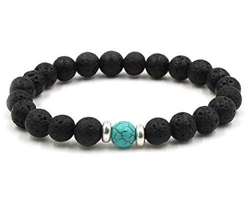 Buy Turquoise And Lava Volcanic Beads 8 MM Stretch Bracelet For Reiki Healing - ( Code - Trqlavabr ) online