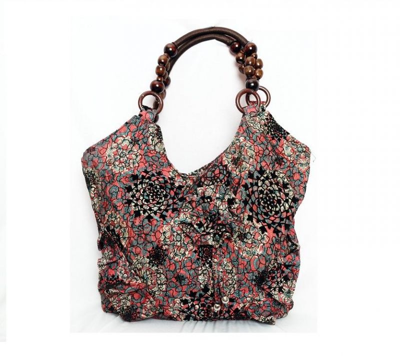 Buy Estoss Brown Beaded Handle Handbag online