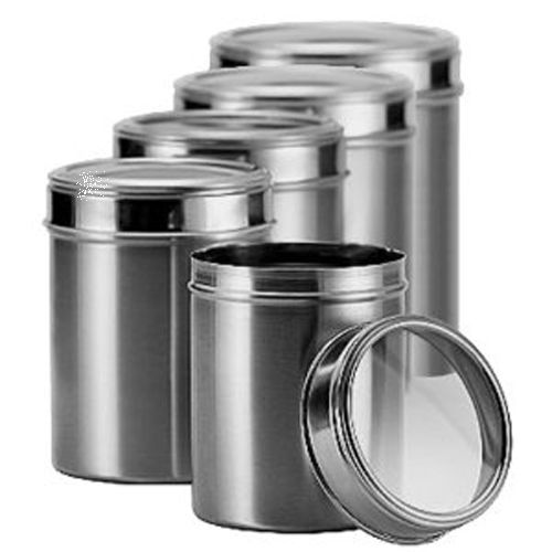 Buy Dynamic Store Stainless Steel Kitchen Storage Canisters With See Through Lid - Set Of 5 online