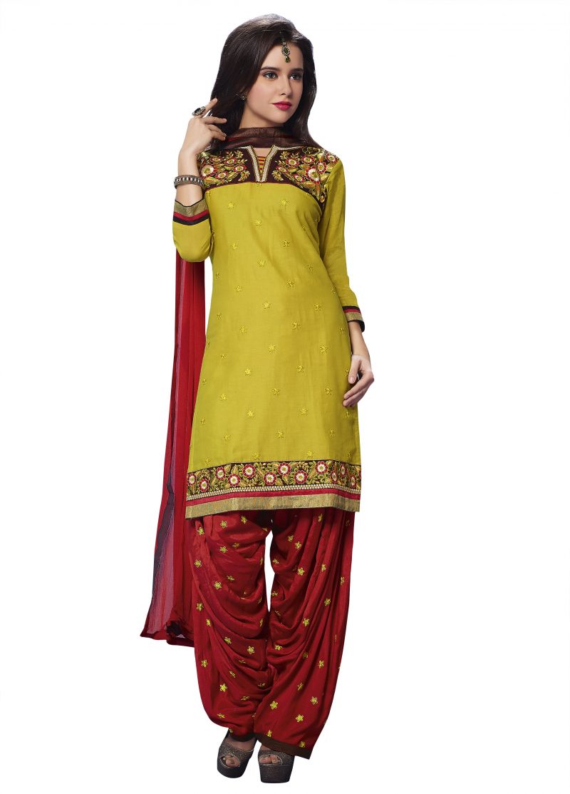 Buy Kvsfab Yellow Pure Cotton Dress Material online