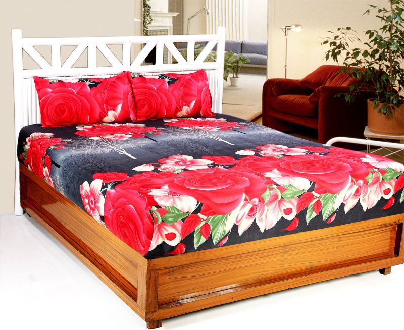Buy Welhouse India 3d Printed 1 Double Bedsheet With 2 Pillow Covers (code - 3d_db-030) online