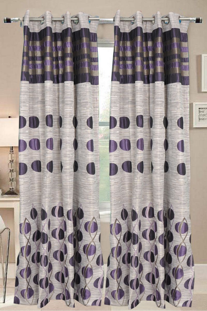 Buy Welhouse India Set Of 2 Cream Purple Color Door Curtain 9