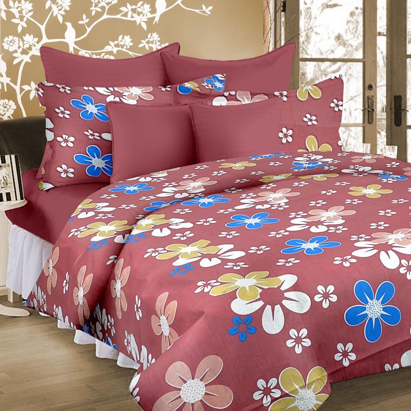 Buy Welhouse India 100 % Cotton Double Bed Sheet With 2 Pillow Cover - Tc-140 online