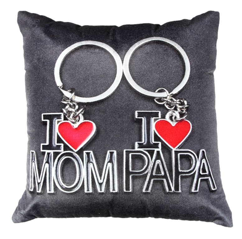Buy Welhouse I love u Mom & Papa Printed colour Cushion cover online