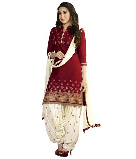 Buy Vinni Tex Maroon Embroidered Patiala Salwar Kameez (code - 1001) online