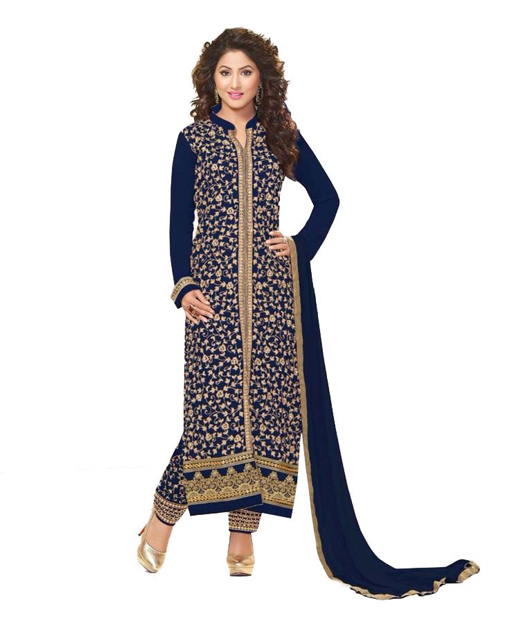 Buy Multi Retail Blue Embroidered Georgette Unstitched Dress Material With Dupatta_b822dlsf575sn online