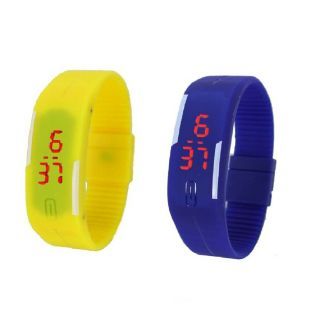 Buy Blue Yellow LED Digital Watch Men Women Boys Kids online