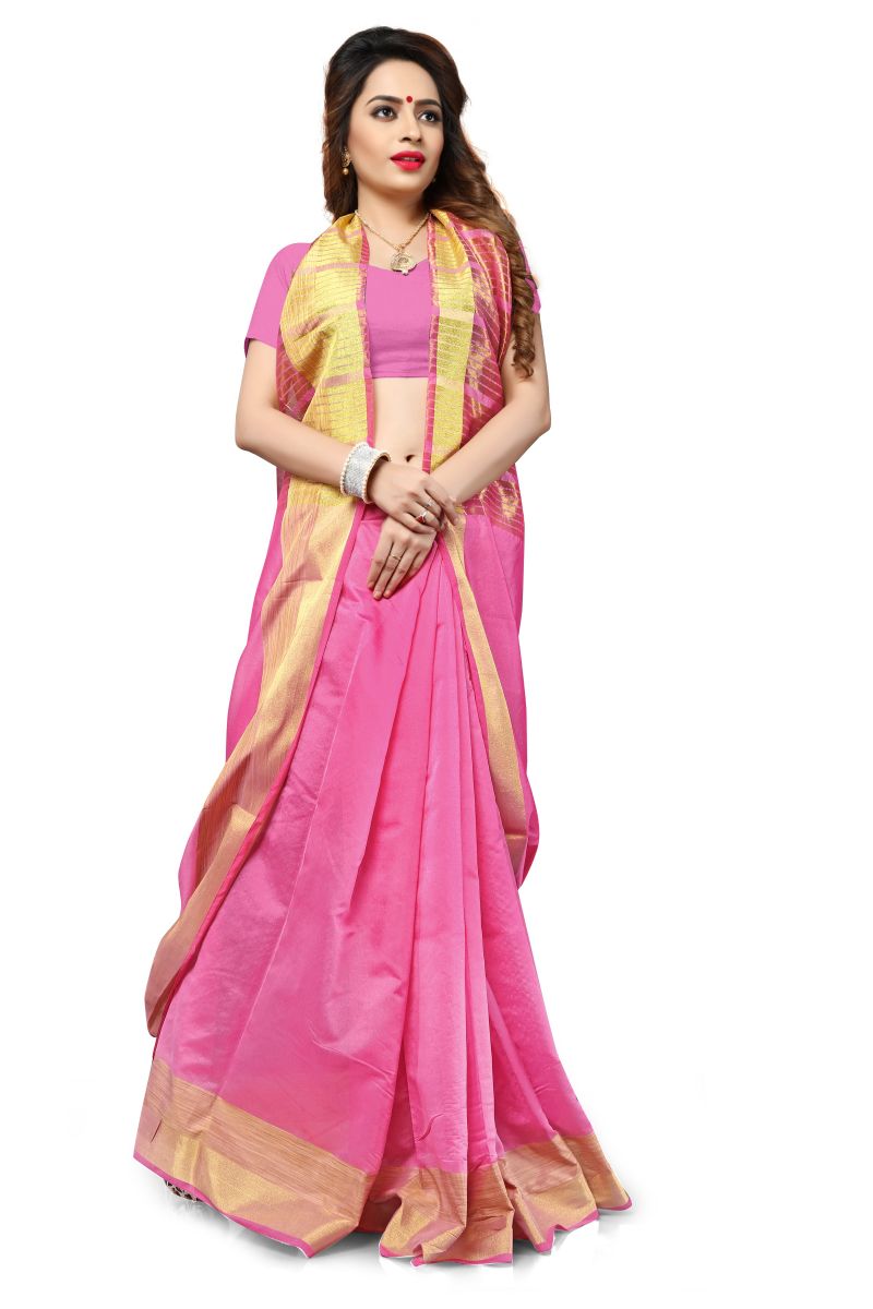 Buy Aar Vee Light Pink Art Silk Weaving Designer Saree With Unstitched Blouse online