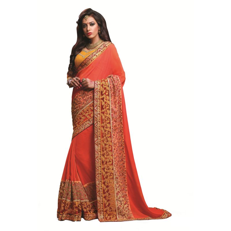 Buy Ridham Fashions Multi Color Georgette Designer Saree online