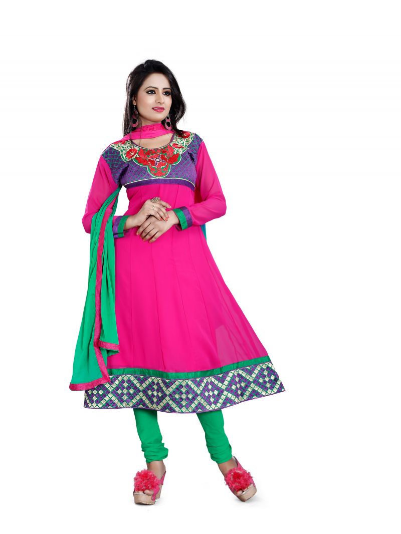 Buy Shree Vardhman Georgette Rani Unstitched Salwar Suit Dress Material online