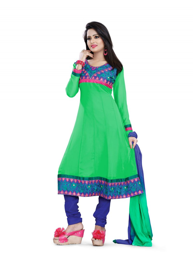 Buy Shree Vardhman Georgette Green Unstitched Salwar Suit Dress Material online