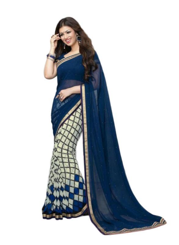 Buy Creative Fashion Ayesha Takia Bollywood Replica Blue Checks Printed Saree online