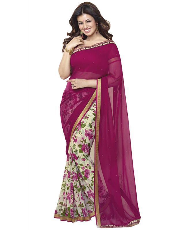 Buy Creative Fashion Ayesha Takia Bollywood Replica Pink Printed Saree online