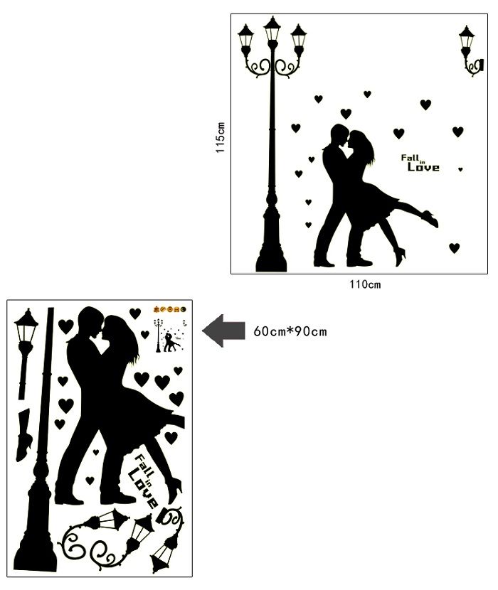 buy radium dancing couple tower glow in dark wall sticker (60 cm x