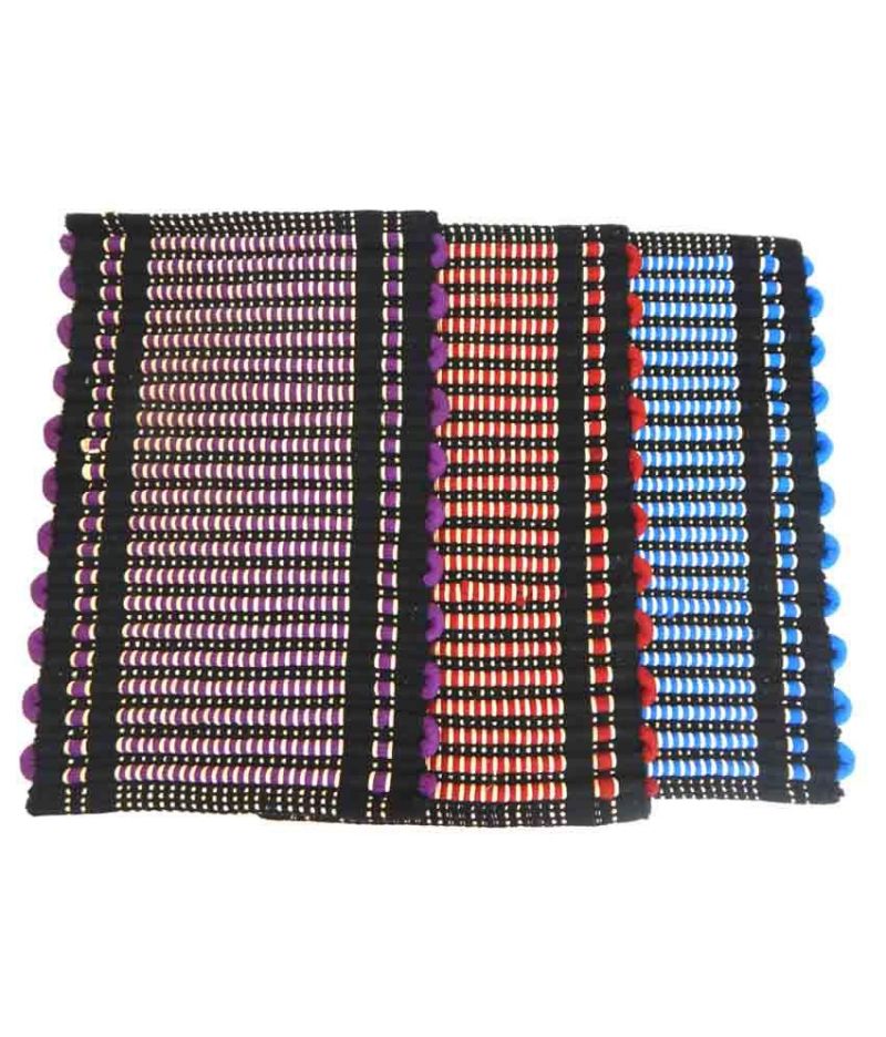 Buy Peponi Multicolour Stripes Cotton Floor Mat Set Of 3 online