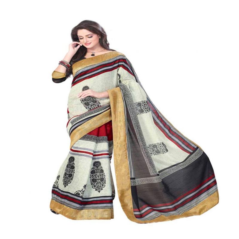 Buy Vipul Branded Designer Bhagalpuri Silk Lace Border Catalog Saree online
