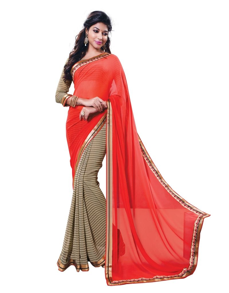 Buy Vipul Womens Multicolour Georgette lace bordered saree online