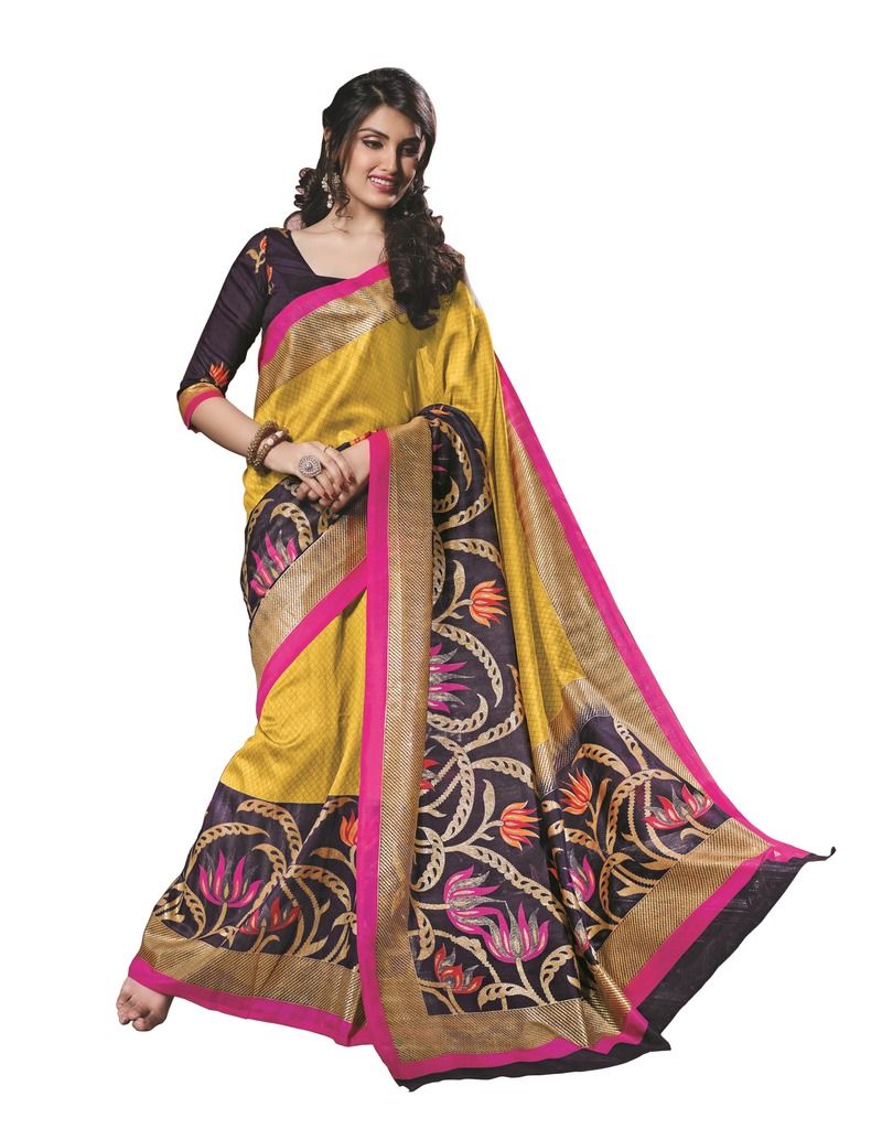Buy Vipul Womens Bhagalpuri Silk Foil Work Saree online