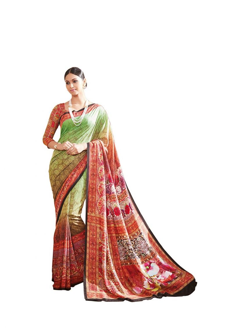 Buy Vipul Multicoloured Art Silk Saree with Blouse Piece online