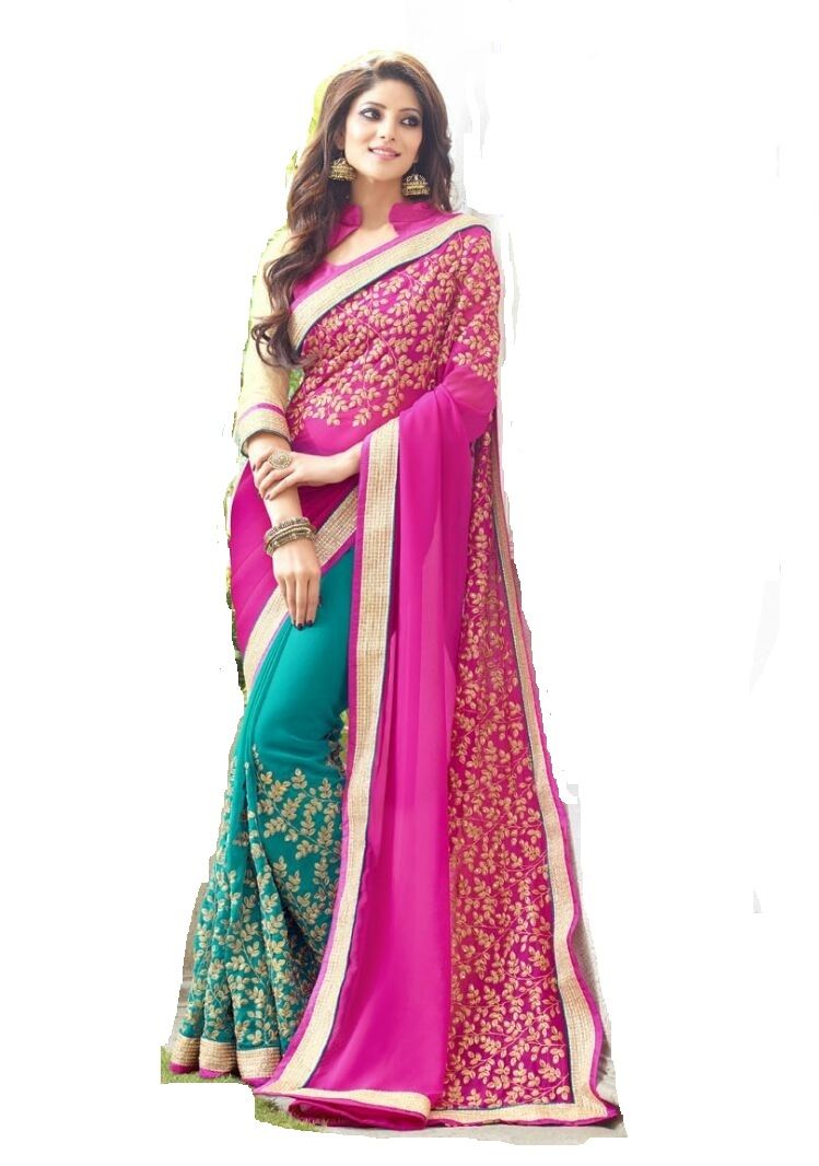 Buy Ruchika Fashion Half Half Georgette Saree-13803 online