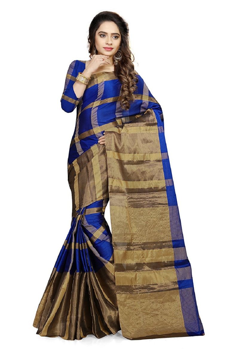 Buy Ruchika Fashion Women's Cotton Silk Saree With Blouse Piece Material.(code-aashiqee_royalblue) online