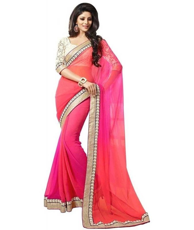 Buy Vibes Women'S Georgette Saree With Blouse online
