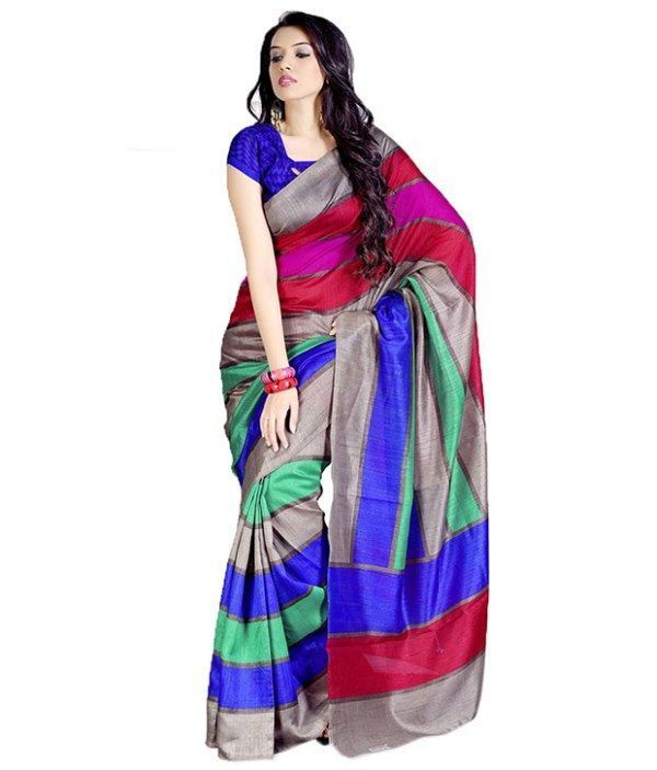 Buy Sonal Trendz Multicolor Printed Bhagalpuri Saree (code - Stshc500935) online